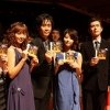 左から南沢奈央さん、相武紗季さん、大泉洋さん、堀北真希さん、渡部篤郎さん、主題歌担当の安藤裕子さん