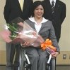 松井貞彦・バンクーバーパラリンピックアルペンスキー日本代表監督、大日方邦子選手、菊池彰夫・電通PR常務（左から）が記者会見に出席した
