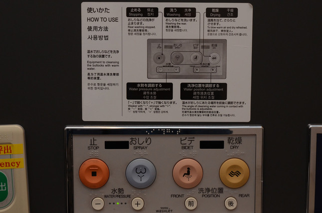 複数のボタンの使い方を4か国語で説明