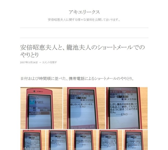 「アキエリークス」は今後何を公開していくのか（画像はサイトより）
