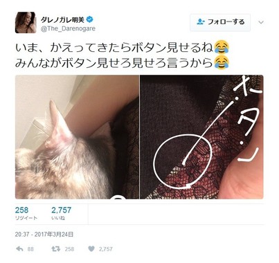 乳首？ボタン？（画像はダレノガレさんのツイッターより）