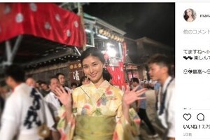 橋本マナミ、浴衣姿に「メチャクチャ綺麗」　博多祇園山笠に華添える