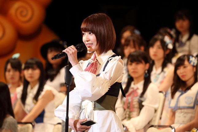 宮脇さんは選抜総選挙の開票イベントで、18年には1位になると「予言」した（2017年6月撮影）