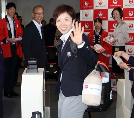 平昌へ出発時の小平奈緒選手（2018年2月4日撮影）