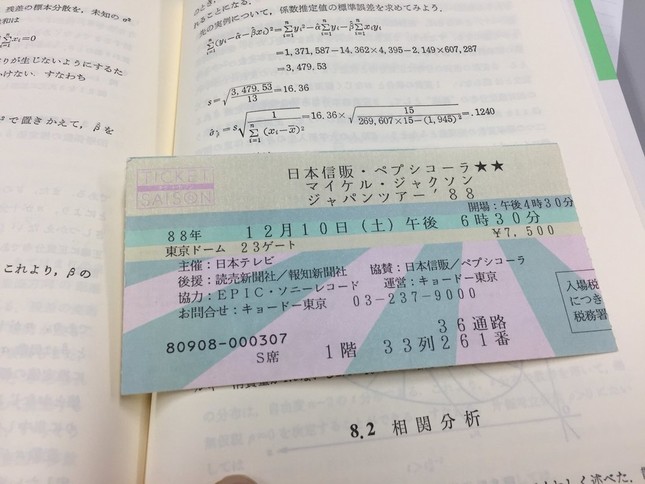マイケル・ジャクソン　ジャパンツアー'87     半券チケット