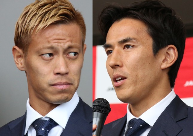 本田圭佑選手と長谷部誠選手（2018年6月2日撮影）
