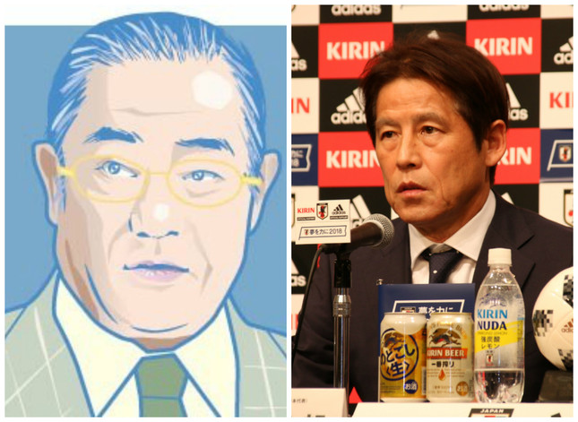 （左）張本氏、西野監督