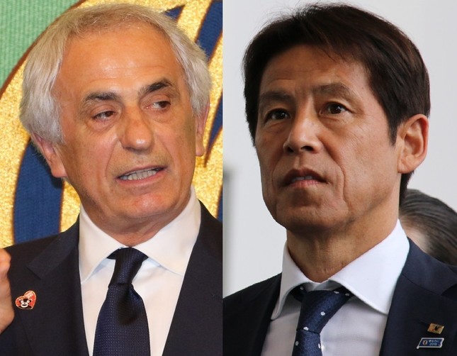 ハリルホジッチ前監督（左）時代、西野監督は技術委員長としてサポートしてきた