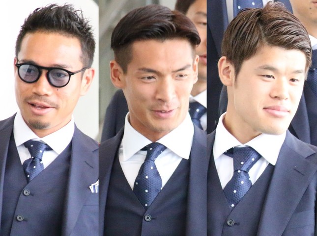 ロシアW杯日本代表の（左から）長友佑都、槙野智章、酒井宏樹