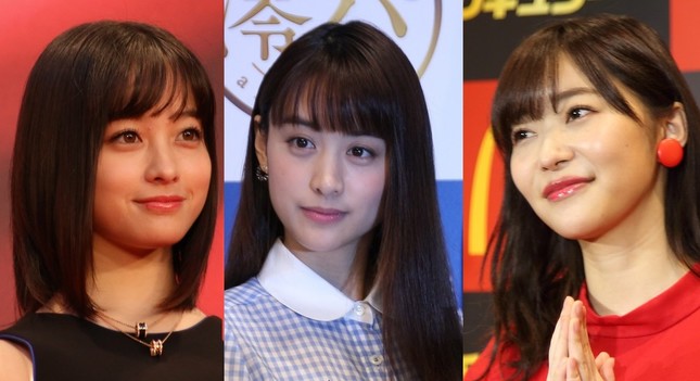 摂津さんの好みの女性は？（左から橋本環奈さん、山本美月さん、指原莉乃さん）