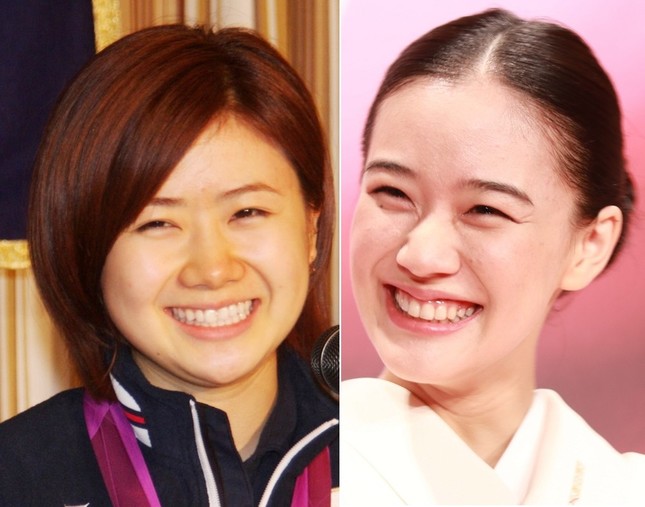 福原愛さん（左、2012年撮影）と蒼井優さん（右、2017年撮影）