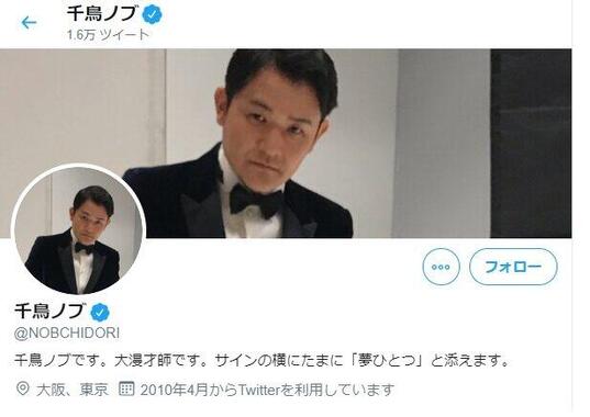 千鳥ノブさんのツイッター