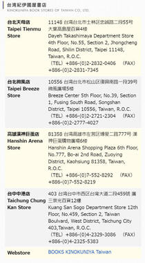 紀伊國屋書店公式サイトより　台湾の店舗