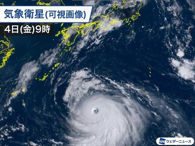 「史上最強クラス」の台風10号のアジア名「Haishen（ハイシェン）」、由来は？（画像は9月4日9時現在の進路図、ウェザーニュース提供）