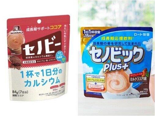 ミロの販売休止で「競合商品」に注目集まる（画像はそれぞれ森永製菓、ロート製薬の公式サイトより） 