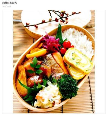 渡辺美奈代さんのブログ「Minayo Land」より。完成した弁当写真