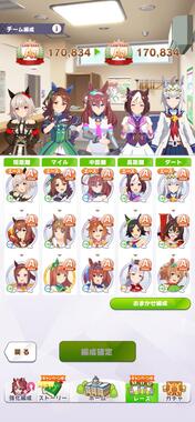 田中投手の「ウマ娘」プレイ画面 