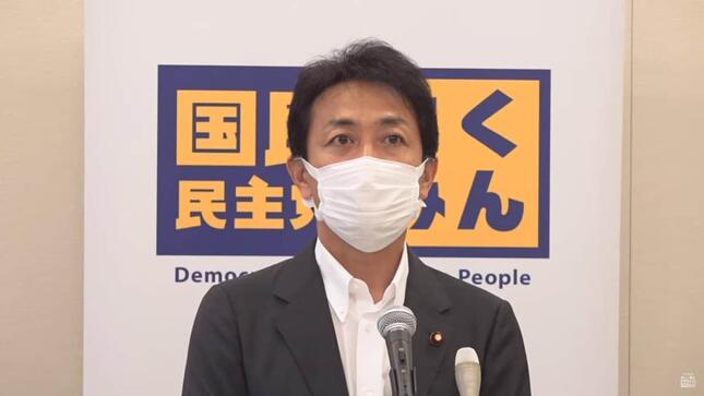 記者会見する国民民主党の玉木雄一郎代表（写真は国民民主党配信の動画から）