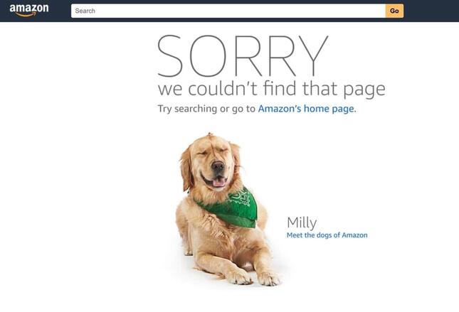 Amazonのエラーページに登場する犬