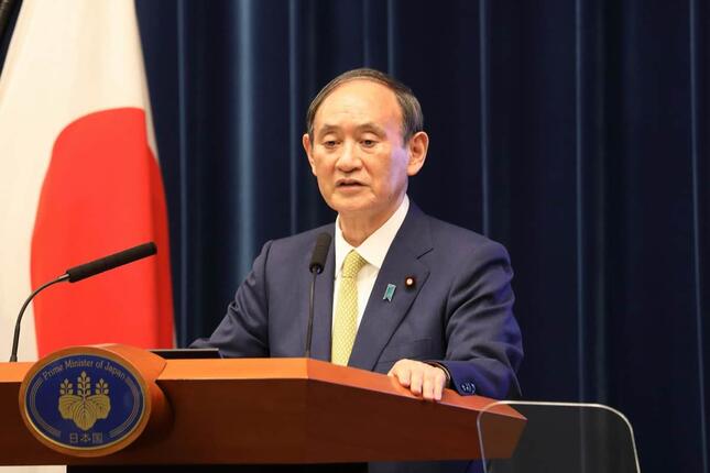 菅義偉前首相の最後の会見は9月28日に行われた

