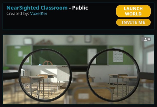 VoxelKeiさんが手掛けた「NearSighted Classroom」（VRChat公式サイトより）
