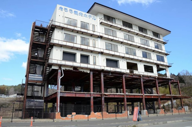 東日本大震災の津波で被災し、現在は震災遺構となっている田老地区の「たろう観光ホテル」