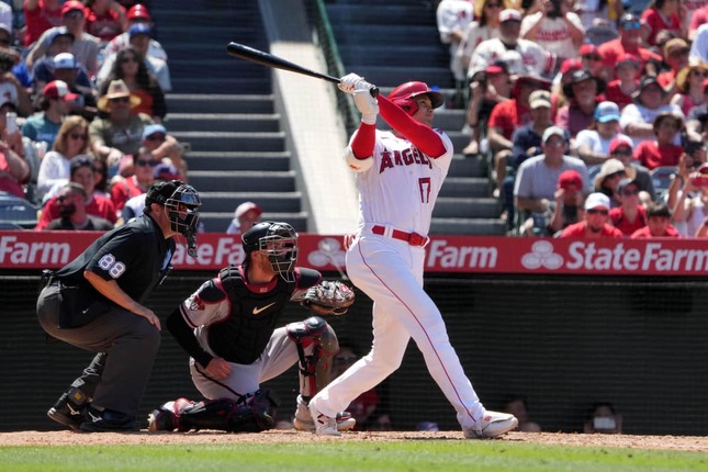 今季31号本塁打を放った大谷翔平選手（写真：USA TODAY Sports/ロイター/アフロ）