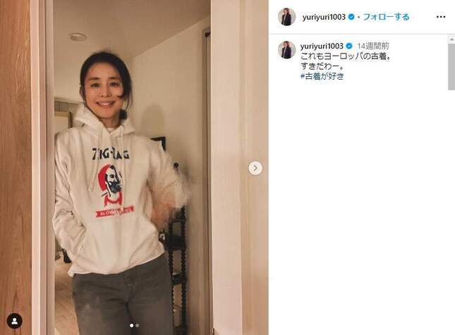 石田ゆり子さんのインスタグラム（＠yuriyuri1003）より