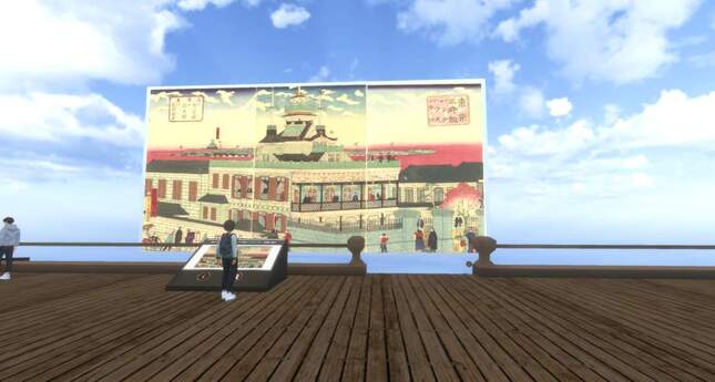 風景画が展示される天空をイメージした場所