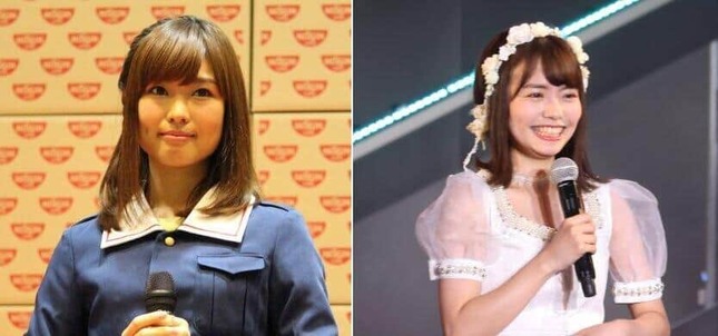 声優の渕上舞さん（左、2016年撮影）とHKT48の渕上舞さん（右、2020年撮影）