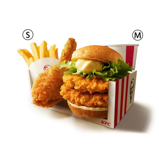 ケンタランチ ダブルチキンフィレバーガーよくばりセット（プレスリリースから）