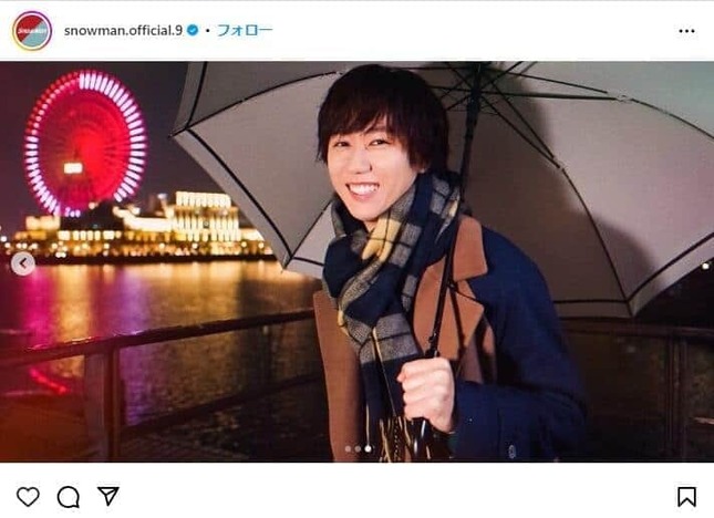 Snow Man公式インスタグラム（＠snowman.official.9）より