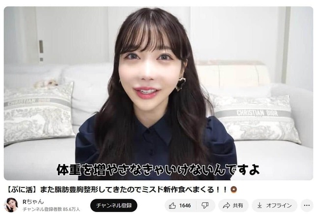 RちゃんのYouTubeチャンネルより