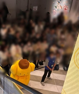 ポムポムプリンは大縄跳びに備えて「精神統一」していたという、写真提供：Xユーザー・てのうち（＠tenouchim）さん