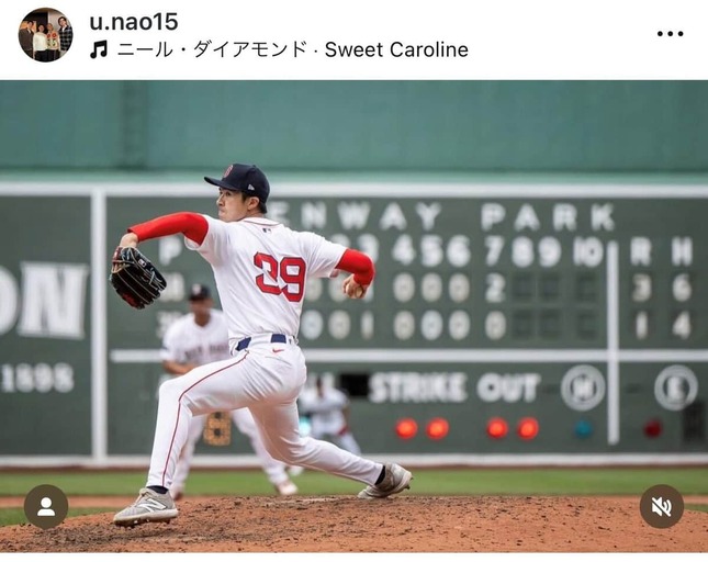 大リーグ時代の上沢（本人インスタグラムより）