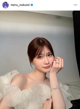 生見愛瑠さんのインスタグラム（＠meru_nukumi）より
