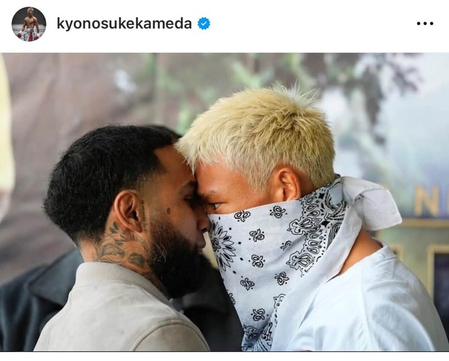 ネリをにらみつける亀田（本人インスタグラムより）