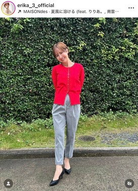 山川恵里佳さんのインスタグラム（＠erika_3_official）より