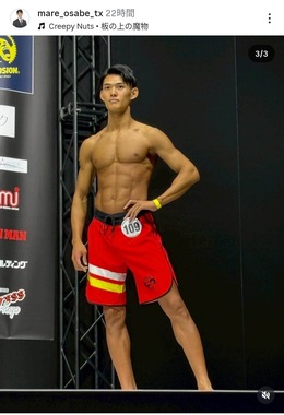 長部稀アナウンサーのインスタグラム（＠mare_osabe_tx）より