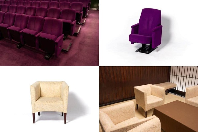 写真上段は「客席」、下段は「貴賓室チェア」。帝劇プレミアム備品販売で出品された（東宝提供）