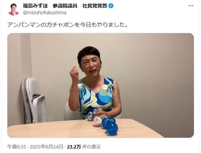 福島瑞穂氏のX（＠mizuhofukushima）より