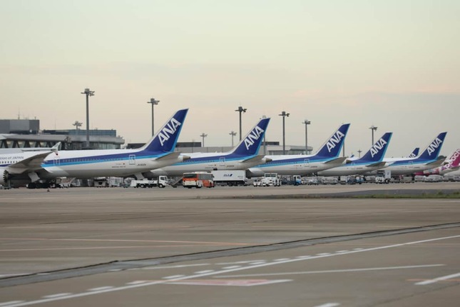 今は日本の旅客機が北朝鮮上空を飛ぶことはない（写真は羽田空港に駐機するANA機）
