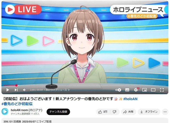 YouTubeチャンネル「holoAN room（ホロアナ）」の2025年5月7日のライブ配信より