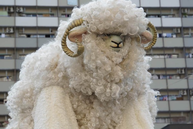 せせらぎさん扮する「羊」の顔。せせらぎさん提供