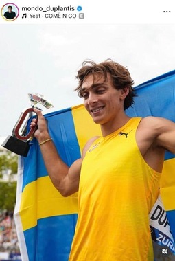 アルマンド・デュプランティス選手のインスタグラム（＠mondo_duplantis）より