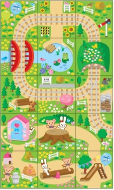 「牧場の朝ヨーグルト」の台紙をつなげてできるイラスト。雪印メグミルク提供