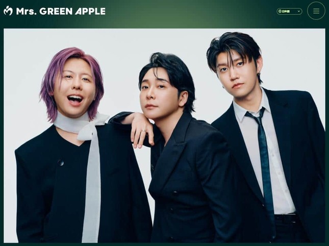 左から藤澤涼架さん、大森元貴さん、若井滉斗さん。「Mrs. GREEN APPLE」公式サイトより
