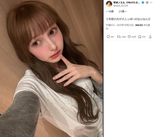 早瀬ノエルさんのX（＠noel_fz1229）より