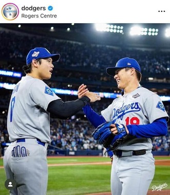 ドジャーズの公式インスタグラム（＠dodgers）より
