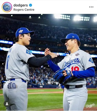 ドジャースの公式インスタグラム（＠dodgers）より